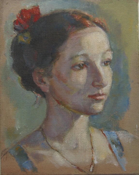 Portrait of Sonia Tsypin, Bridgeview student. Oil on canvas.