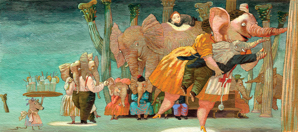 Boris Kulikov's children's book illustration for the Carnival of Animals.