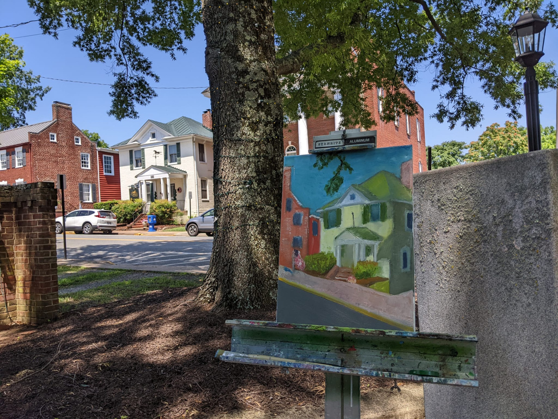 The group painted in the town of Orange at the historic Taylor Park.