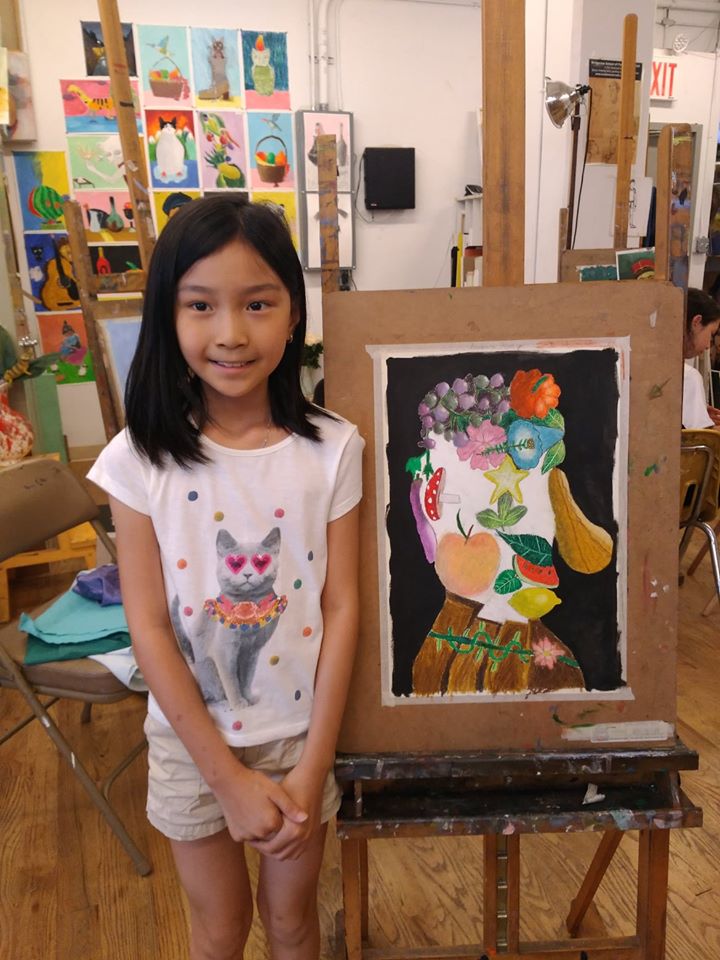 Amanda Wong with her art piece. Class of Lena Romanova.